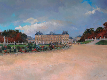 Painting titled "Jardin du Luxembourg" by Nikolay Biryukov, Original Artwork, Oil