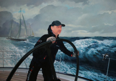 Painting titled "Portrait of Yachtsm…" by Nikolay Biryukov, Original Artwork, Oil