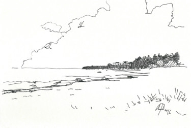 Рисунок под названием "Финский залив." - Nikolay Biryukov, Подлинное произведение искусства, Гелевая ручка