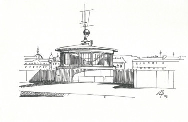 Рисунок под названием "У Тучкова моста чер…" - Nikolay Biryukov, Подлинное произведение искусства, Гелевая ручка