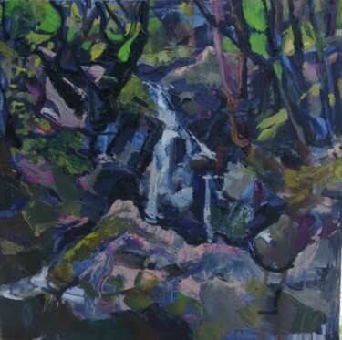 Painting titled "Waterfall" by Nikolay Hristozov (Caesar), Original Artwork, Oil