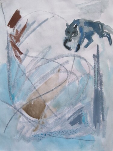 Painting titled "Wolf" by Nikolay Hristozov (Caesar), Original Artwork, Watercolor