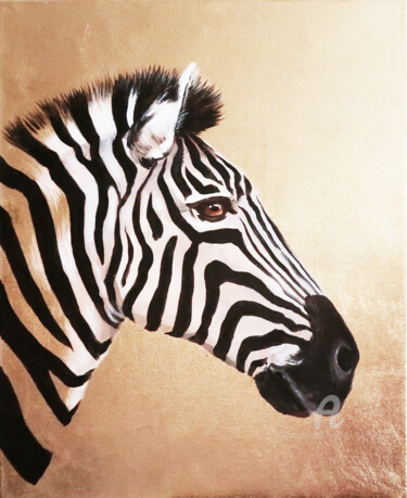 Painting titled "Zebra #2 - original…" by Nikolay Kharitonov, Original Artwork, Acrylic Mounted on Wood Stretcher frame