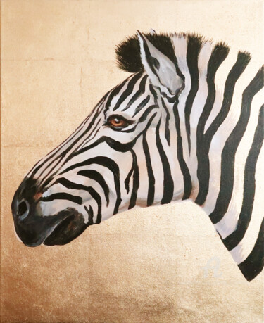 Painting titled "Zebra #1 - original…" by Nikolay Kharitonov, Original Artwork, Acrylic Mounted on Wood Stretcher frame