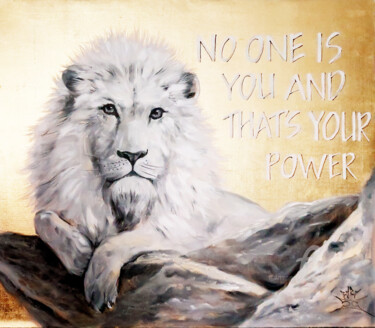 Pittura intitolato "White Lion - origin…" da Nikolay Kharitonov, Opera d'arte originale, Olio