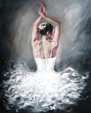 Malerei mit dem Titel "White Swan ballerin…" von Nikolay Kharitonov, Original-Kunstwerk, Öl