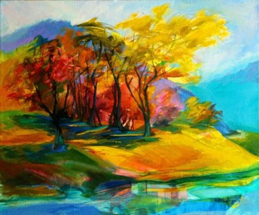 绘画 标题为“Autumn river” 由Nikolay Kocherzhuk, 原创艺术品, 油