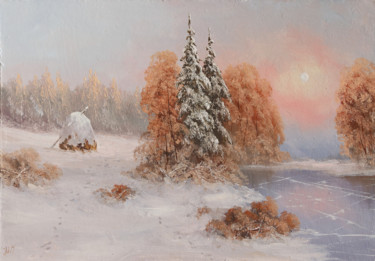 Malarstwo zatytułowany „Winter Sun (sketch)” autorstwa Nikolay Lyamin, Oryginalna praca, Olej