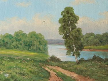 Malerei mit dem Titel "On the shore. Summe…" von Nikolay Lyamin, Original-Kunstwerk, Öl