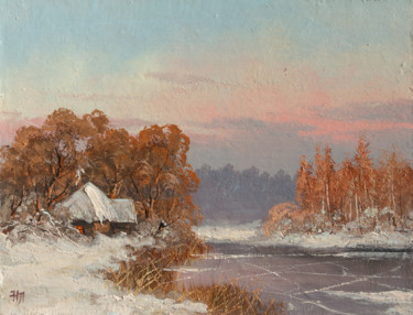 Pintura intitulada "Winter (sketch)" por Nikolay Lyamin, Obras de arte originais, Óleo