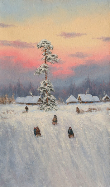Pintura titulada "From the mountain" por Nikolay Lyamin, Obra de arte original, Oleo