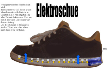 Photographie intitulée "Schuhe die Strom er…" par Nikolay Maruskin, Œuvre d'art originale, Photographie manipulée