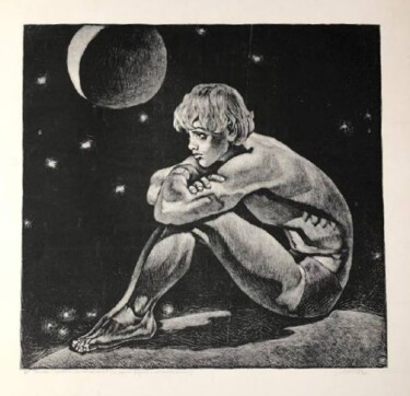 Printmaking titled "Man and Cosmos. Bec…" by Nikolay Popov, Original Artwork, Lithography