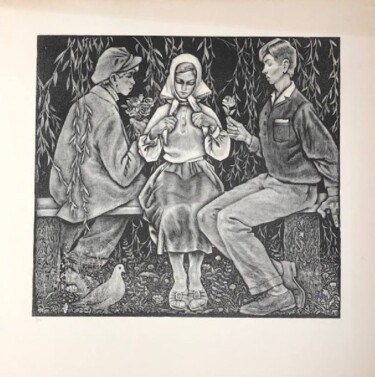 Druckgrafik mit dem Titel "Listen to Your Heart" von Nikolay Popov, Original-Kunstwerk, Lithographie