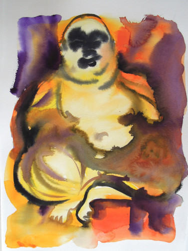 Painting titled "Purple Buddha" by Nikolay Sabev, Original Artwork