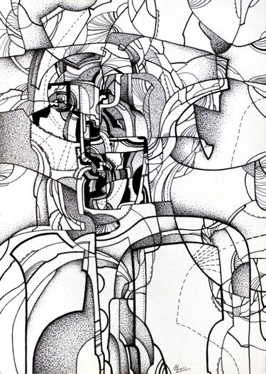 Рисунок под названием "Destruction" - Nikolay Starostenko, Подлинное произведение искусства, Гелевая ручка