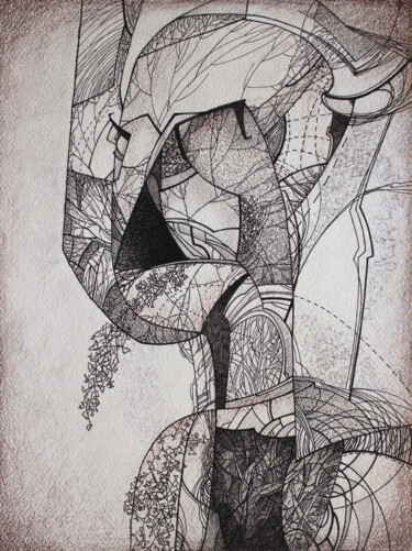 Dessin intitulée "The bust of Neferti…" par Nikolay Starostenko, Œuvre d'art originale, Crayon