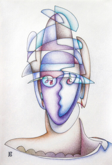 Рисунок под названием "Shaman drawing" - Nikolay Starostenko, Подлинное произведение искусства, Цветные карандаши