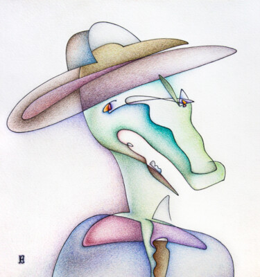 Рисунок под названием "Crocodile" - Nikolay Starostenko, Подлинное произведение искусства, Цветные карандаши