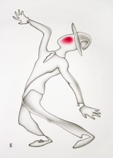 Tekening getiteld "Red Spot III" door Nikolay Starostenko, Origineel Kunstwerk, Potlood