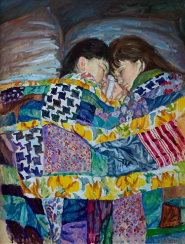 Painting titled "Peaceful sleep" by Nikolay Klyagin, Original Artwork, Oil