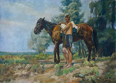 Painting titled "Summer" by Nikolay Klyagin, Original Artwork, Oil