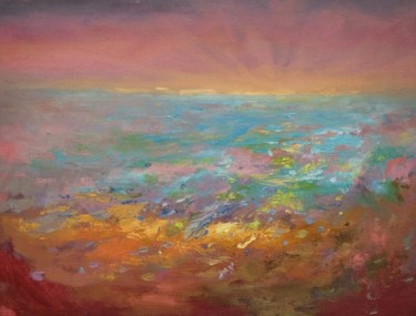 Картина под названием "Море на закате" - Nikolay Shallow, Подлинное произведение искусства, Масло