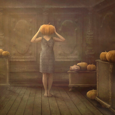 Картина под названием "Pumpkinhead, medium…" - Nikolina Petolas, Подлинное произведение искусства