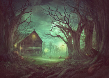 Arte digital titulada "Pumpkin Patch, medi…" por Nikolina Petolas, Obra de arte original