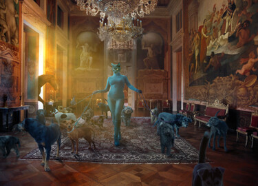 Digitale Kunst getiteld "Of Cat and Dogs and…" door Nikolina Petolas, Origineel Kunstwerk, Foto Montage