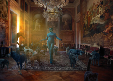 Digitale Kunst mit dem Titel "Of Cat and Dogs and…" von Nikolina Petolas, Original-Kunstwerk, Fotomontage