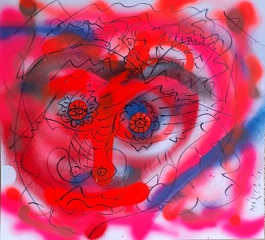 Pittura intitolato "my pandemic heart" da Paulin Nikolli, Opera d'arte originale, Spray