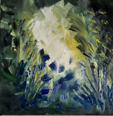 Painting titled "Fleur abstrait" by Rusen Nikolov, Original Artwork, Oil