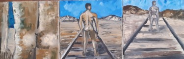 Painting titled "L'homme perdu" by Rusen Nikolov, Original Artwork, Oil