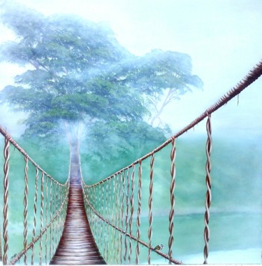 Pintura titulada "Puente colgante" por Carmen Gallego Moreno, Obra de arte original, Oleo