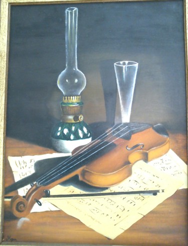 Painting titled "Violin" by Carmen Gallego Moreno, Original Artwork, Oil