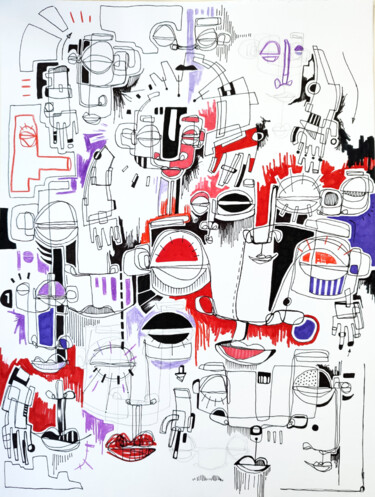 Drawing titled "Sans titre V" by Nikonografik, Original Artwork, Marker