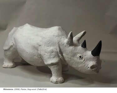 Скульптура под названием "Rhinoceros" - George Nikonov, Подлинное произведение искусства, Глина