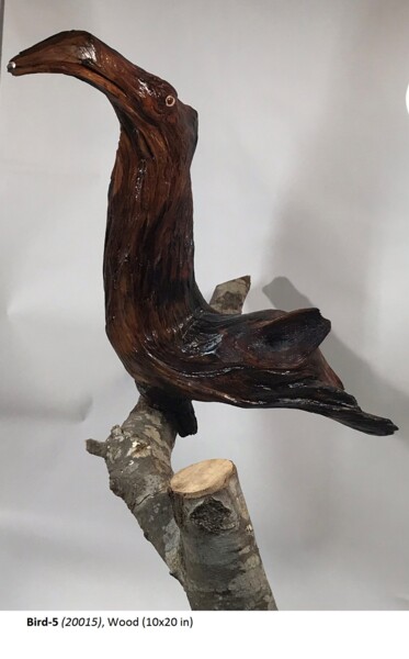 Sculpture titled "Bird-5" by George Nikonov, Original Artwork, Wood