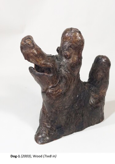 Sculpture titled "Dog-1" by George Nikonov, Original Artwork, Wood
