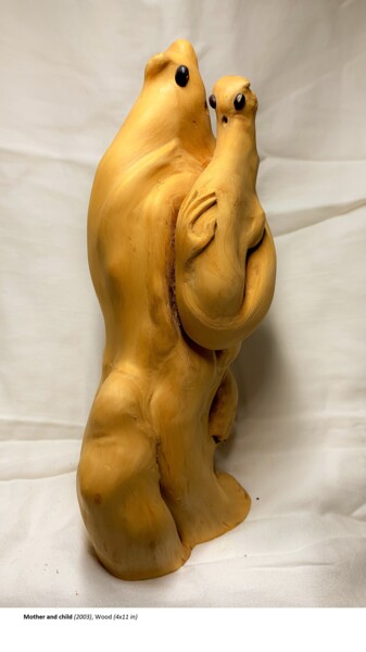 Скульптура под названием "Mother and Child" - George Nikonov, Подлинное произведение искусства, Дерево