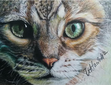 Disegno intitolato "Кошка" da Viktoriia Martseniuk, Opera d'arte originale, Matite colorate