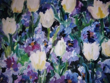 Картина под названием "белые тюльпаны 2" - N.Snoyanova, Подлинное произведение искусства