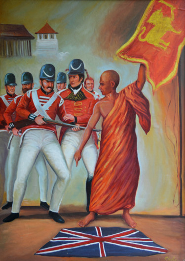 Pittura intitolato "Patriotic Martyr" da Nilantha Vidanarachchi, Opera d'arte originale, Olio Montato su Telaio per barella…