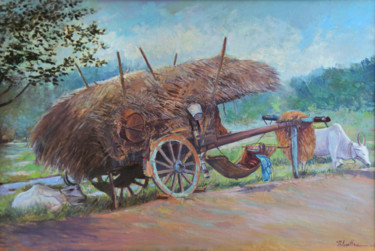 Painting titled "Humble Travels" by Nilantha Vidanarachchi, Original Artwork, Oil Mounted on Wood Stretcher frame