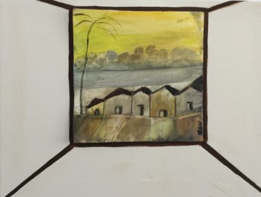 Peinture intitulée "Inside the Windows" par Nilda Raw, Œuvre d'art originale, Encre
