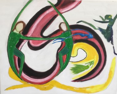 Malerei mit dem Titel "Les jongleurs" von Nilda Raw, Original-Kunstwerk, Acryl