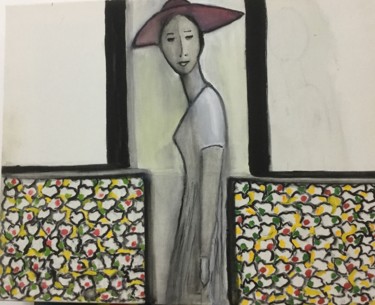 Painting titled "MISS TCHOW" by Nilda Raw, Original Artwork, Acrylic