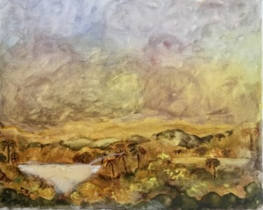 Pintura intitulada "GOLDEN LAKES" por Nilda Raw, Obras de arte originais, Óleo