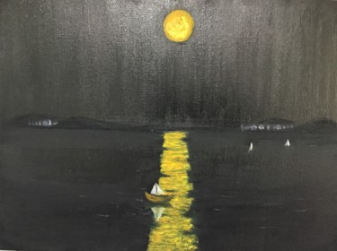 Painting titled "MIDNIGHT SUN" by Nilda Raw, Original Artwork